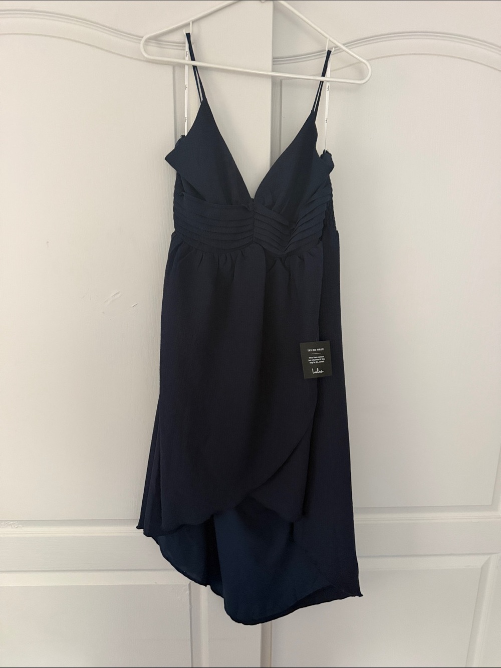 Lulu's Navy V-Neck Spaghetti Strap Dress